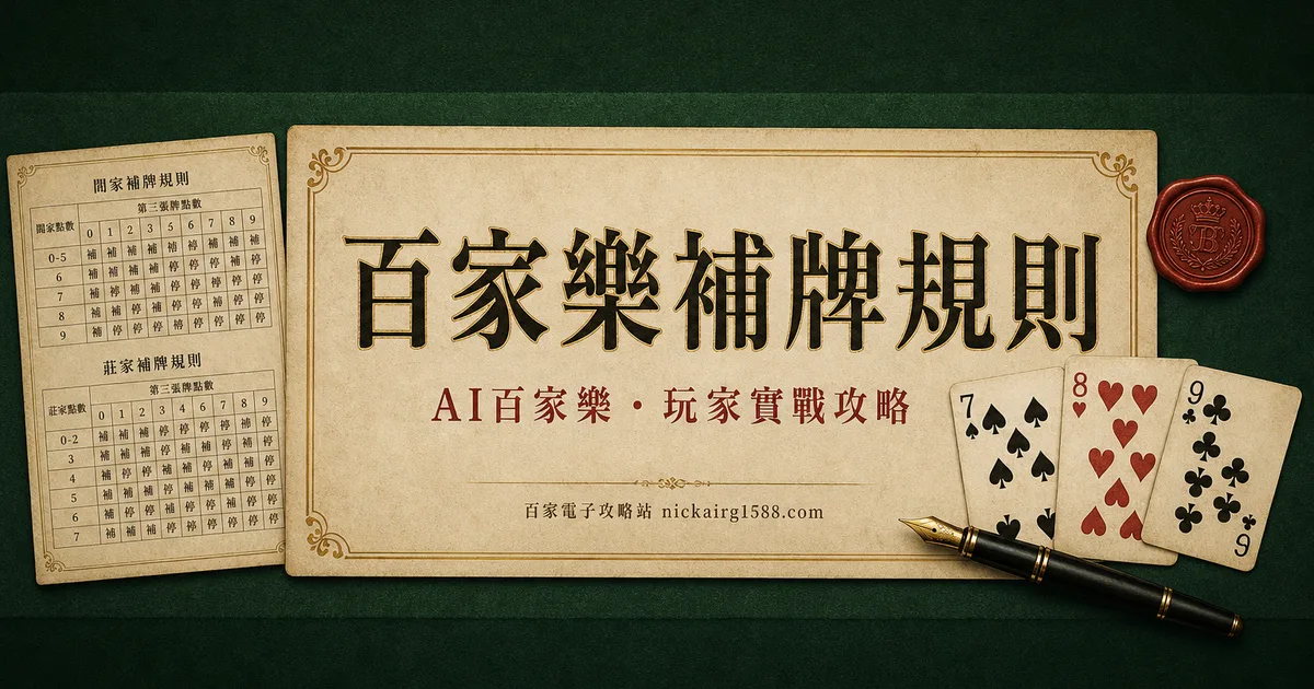 百家樂補牌規則:莊閒補牌表,實例走給你看