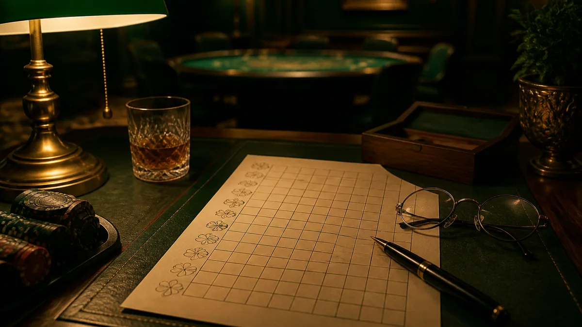 自己畫版路示意圖：一本方格筆記本、一支筆，每天開完獎花兩分鐘補一列（示意圖）