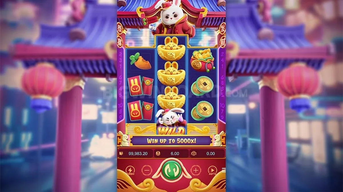 金錢兔盤面:WILD 進場,下方標示最高可贏 5000X